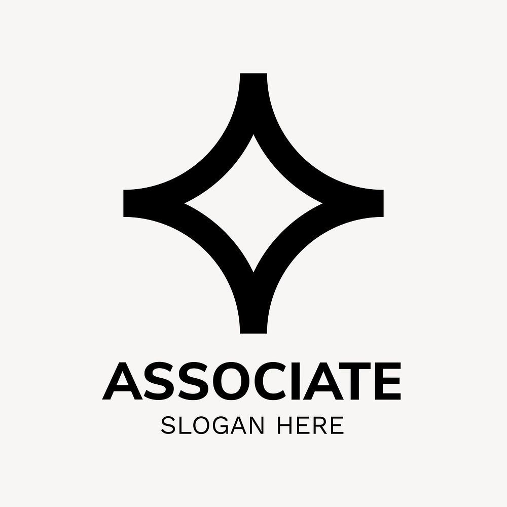 Abstract business logo template, black geometric shape psd