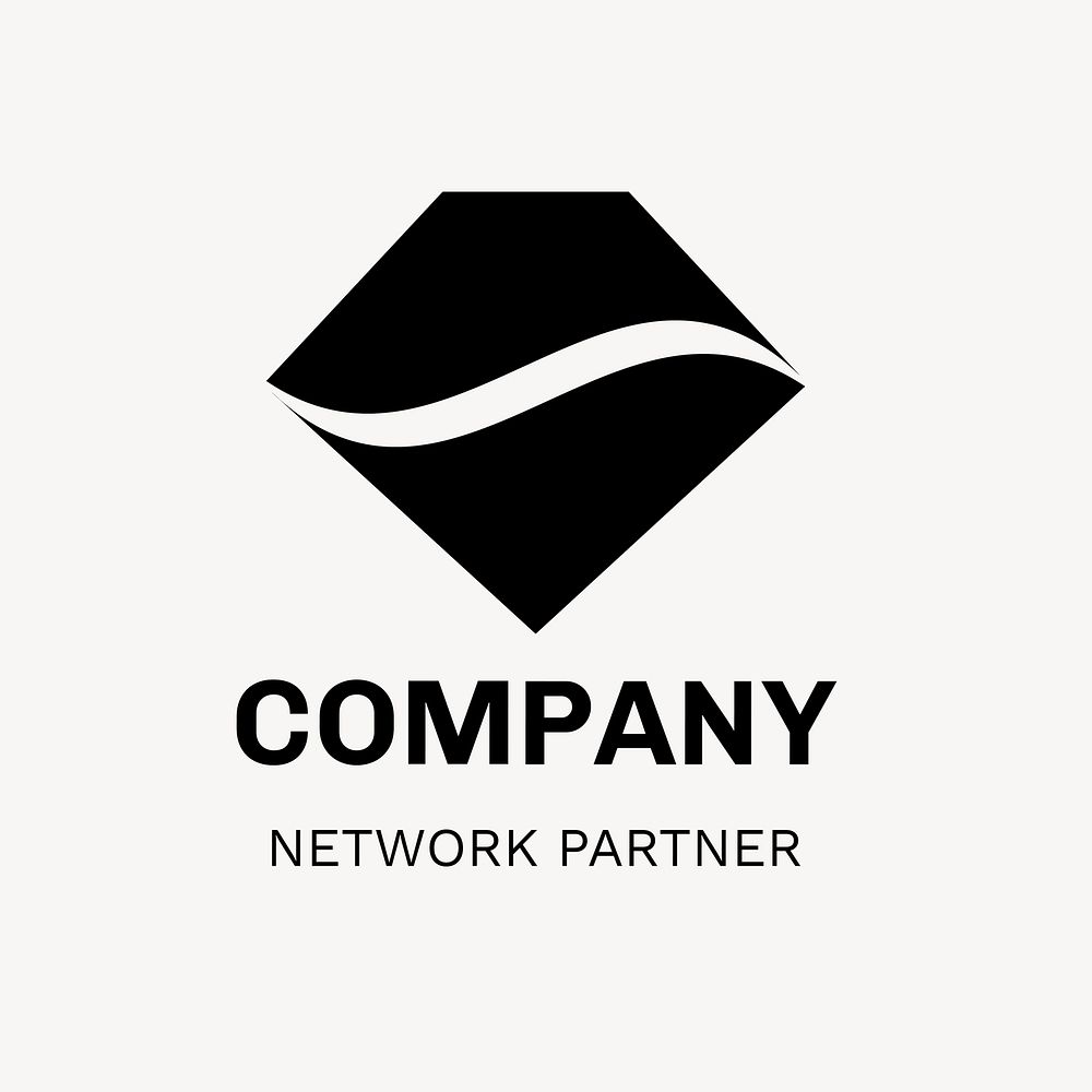 Professional business logo template, black geometric shape psd