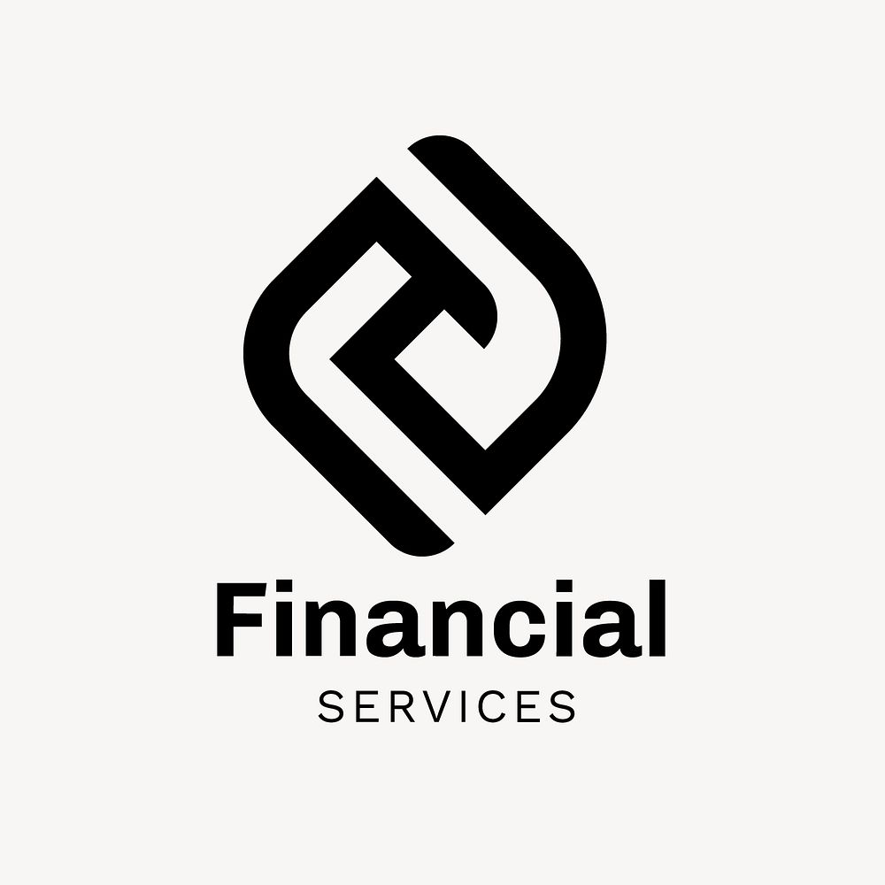 Business logo template, black geometric shape, financial services vector