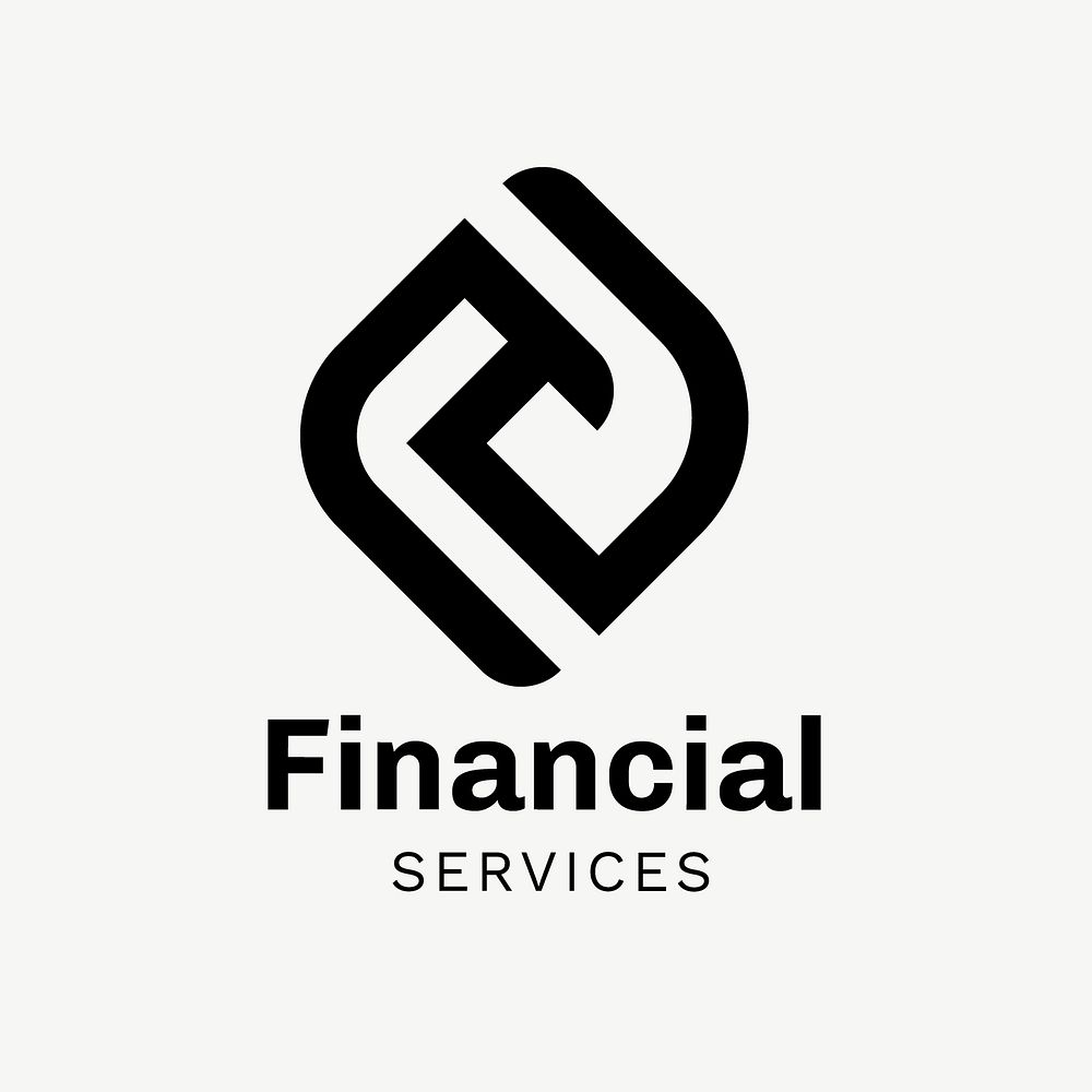 Abstract business logo template psd, black geometric shape, financial service