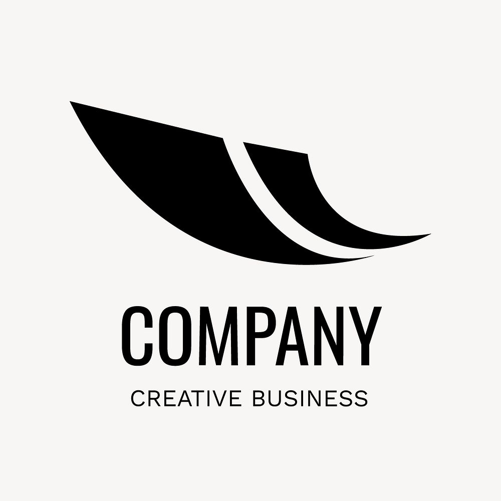 Abstract business logo template, black geometric shape vector