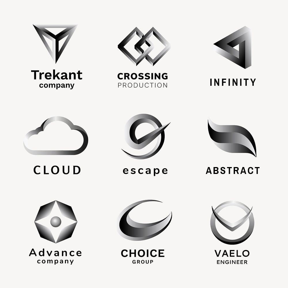 Business logo template, black geometric shape set vector