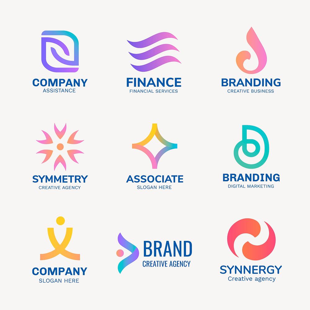  Business logo template, colorful geometric shape set psd