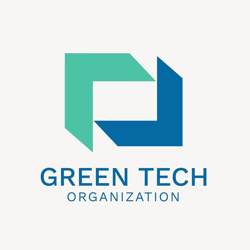 Business logo template, green geometric shape vector