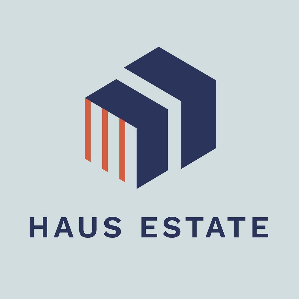 Real estate logo template, business branding design vector, haus estate company text