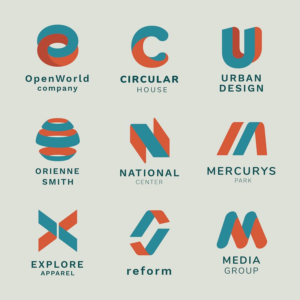 Modern business logo template, colorful design set vector