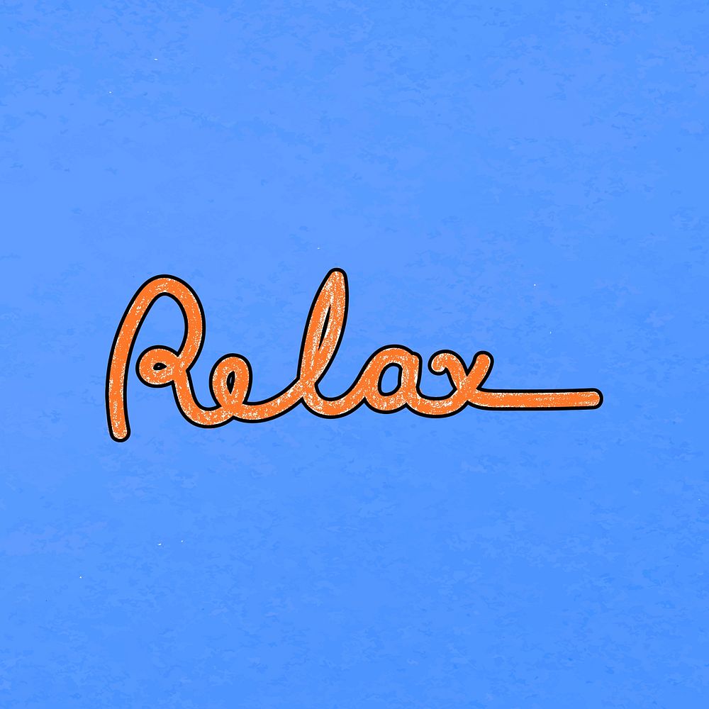 Relax word sticker, cute pastel blue design vector