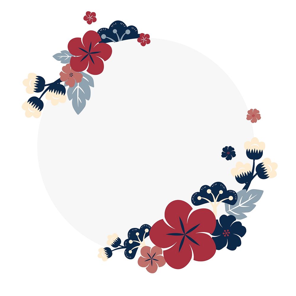 Round colorful floral border vector