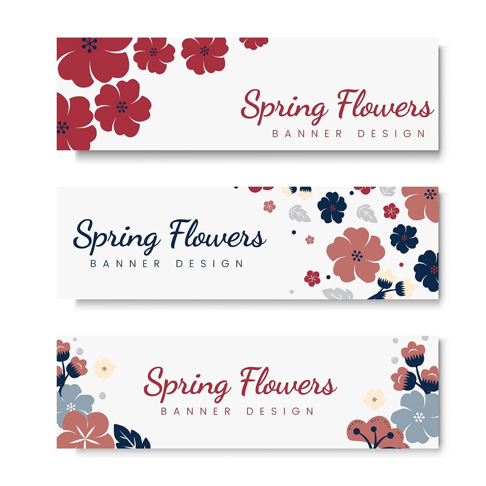 Rectangle floral badges vector set