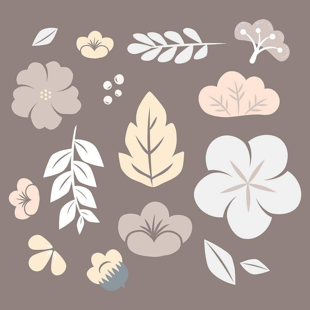 Beige spring flowers vector collection