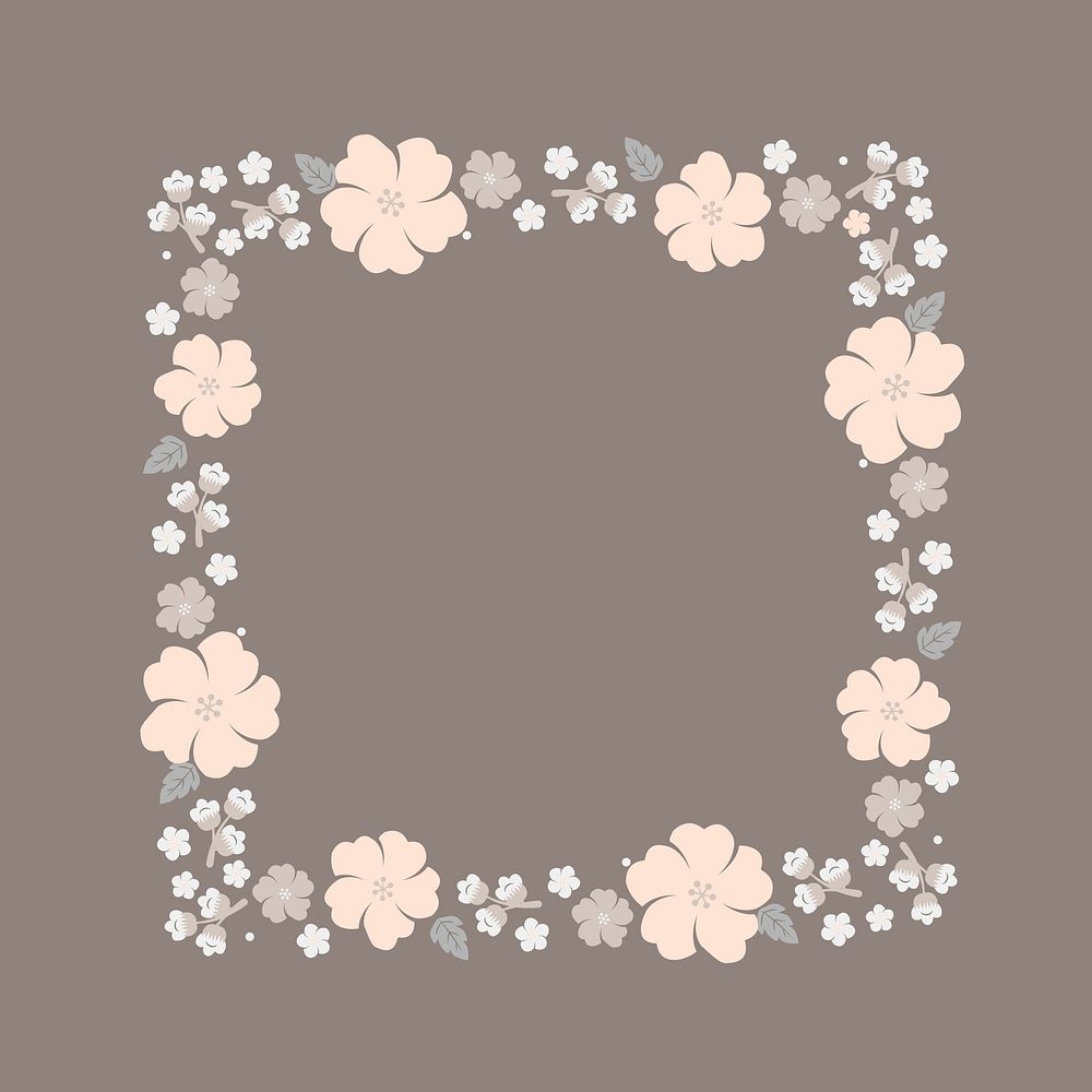 Square beige floral border vector