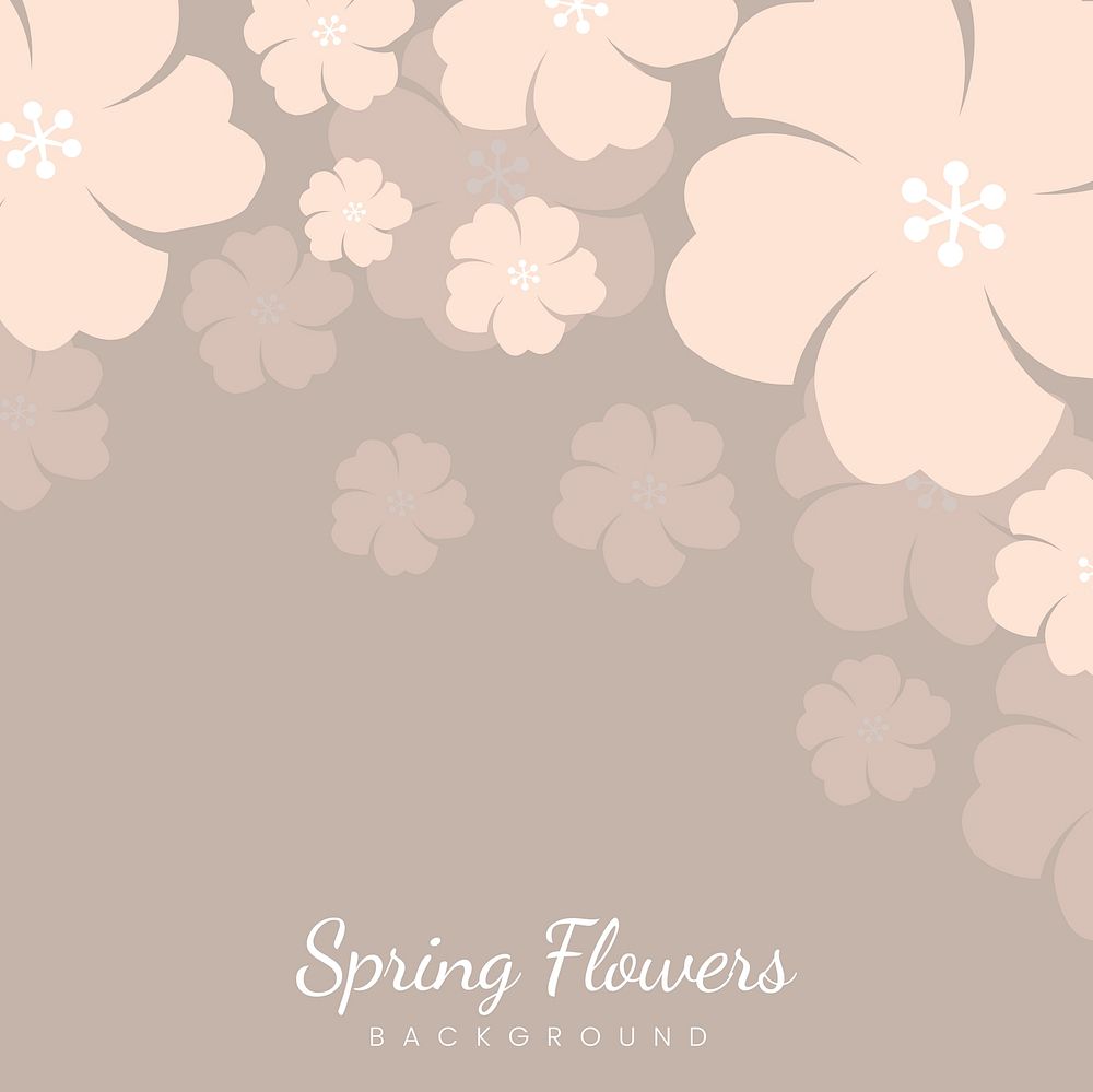 Beige spring flowers border background vector