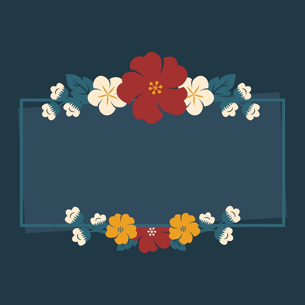 Rectangle colorful floral border vector
