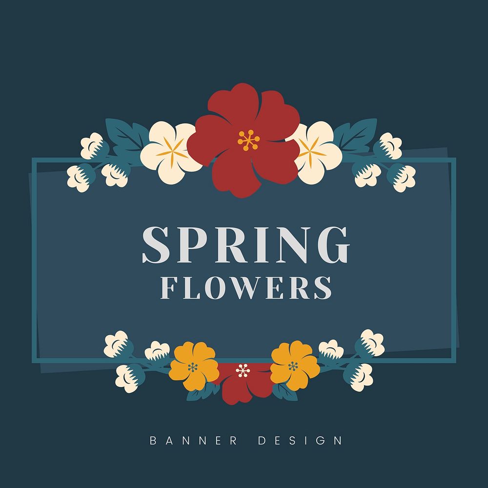 Rectangle colorful floral badge vector
