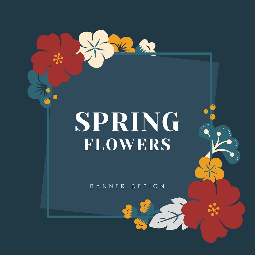 Square colorful floral badge vector