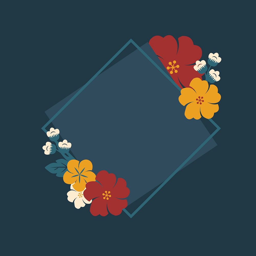 Square colorful floral border vector