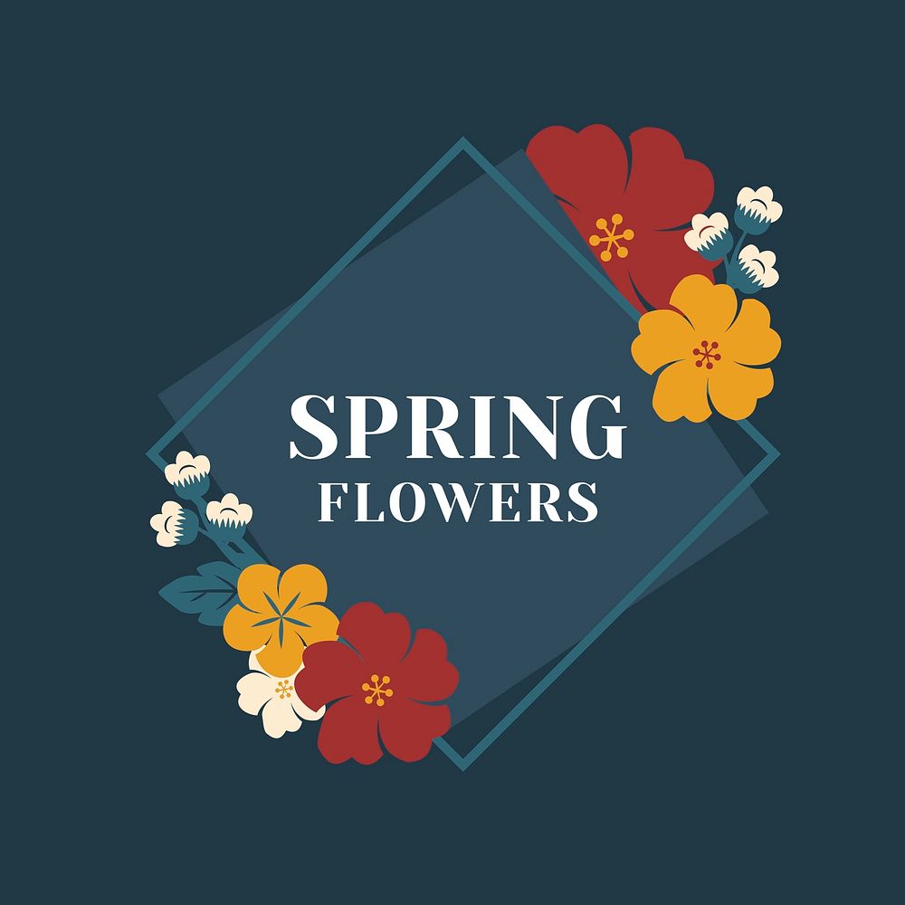 Square colorful floral badge vector
