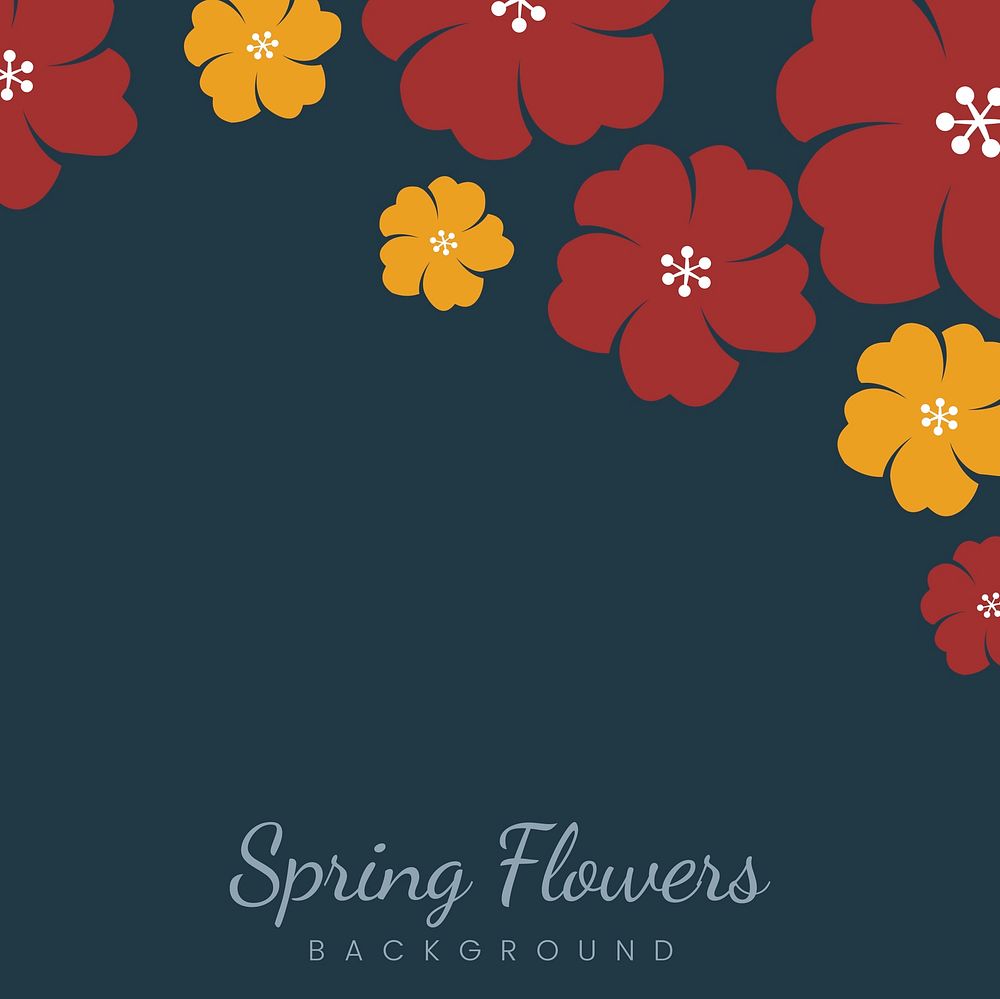 Yellow and red flowers border background vector
