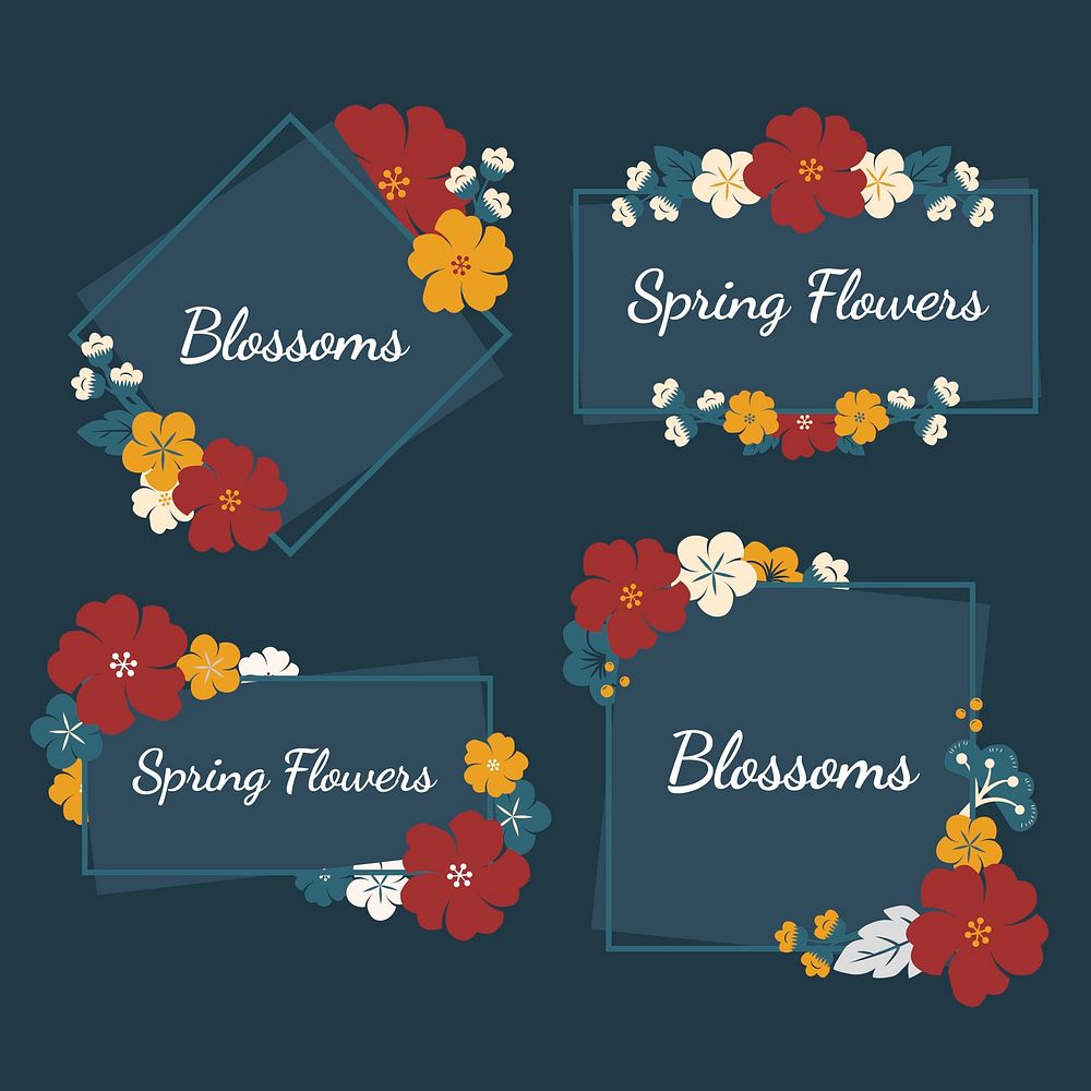 Colorful floral badges vector set