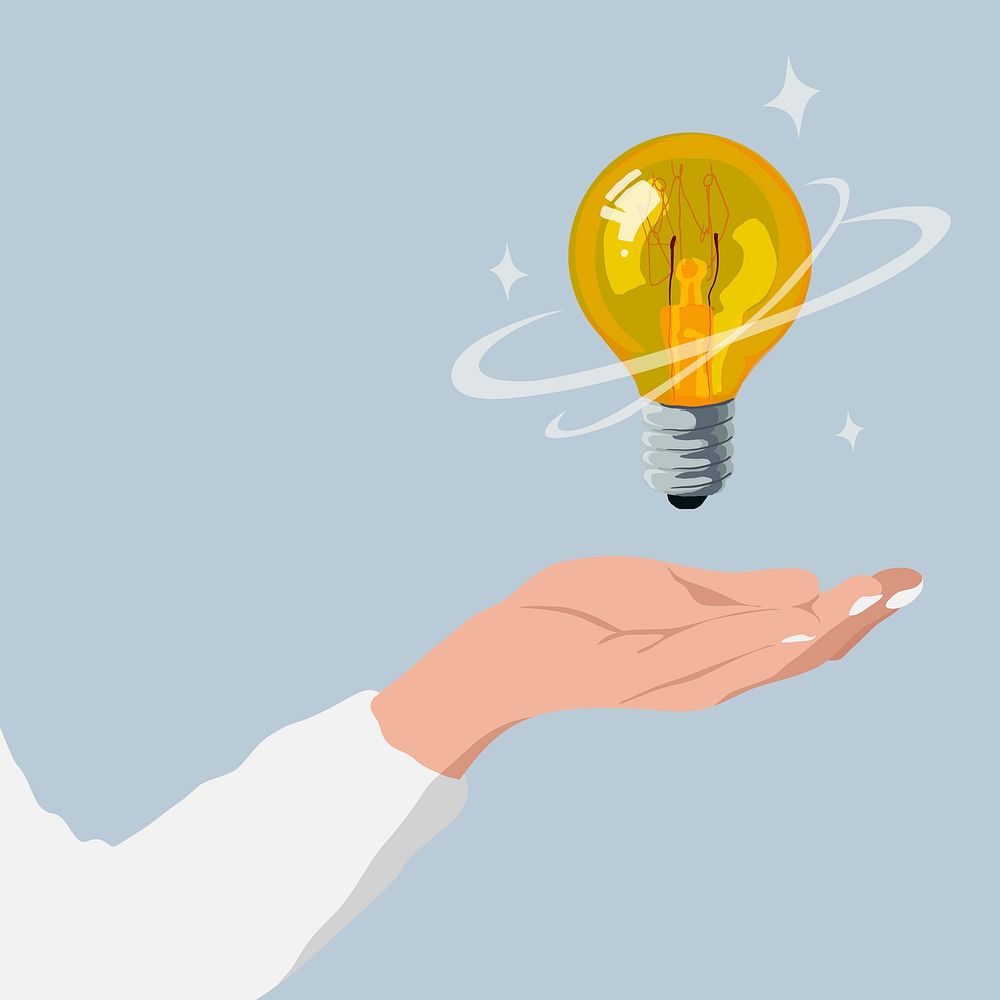 Aesthetic light bulb background, business idea concept vector