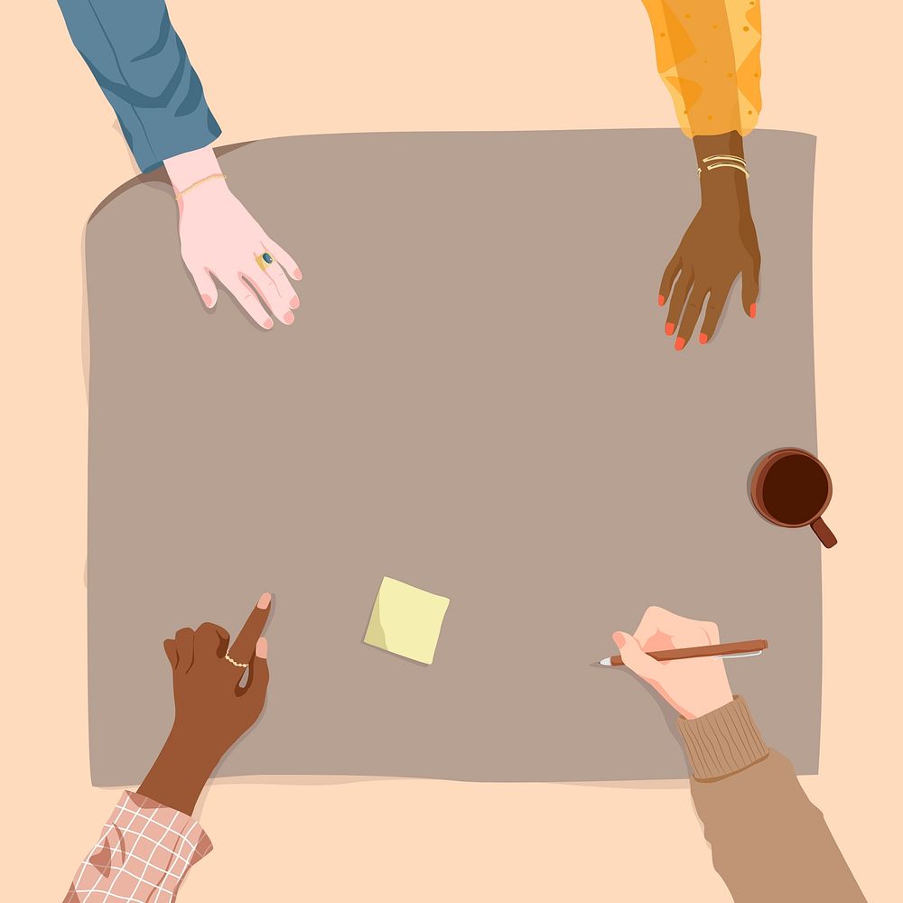 Business meeting background, diverse hands frame illustration vector