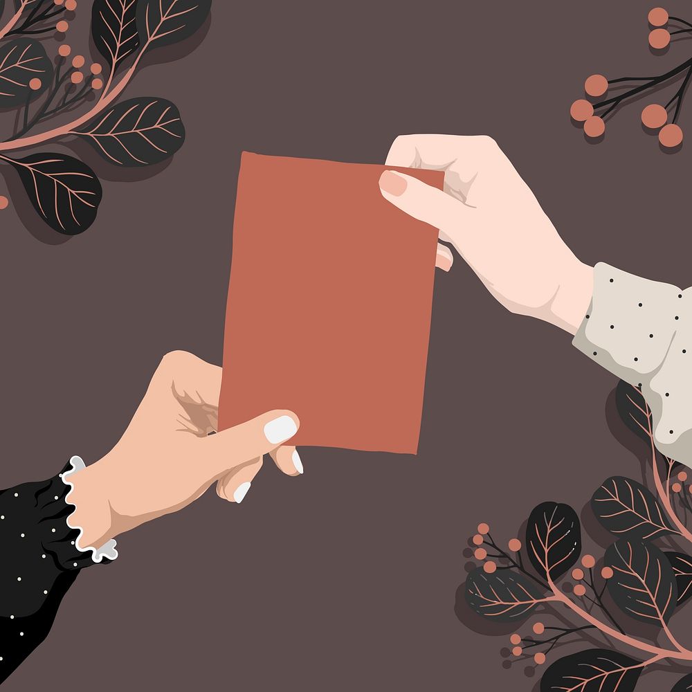 Invitation card frame background, floral illustration vector