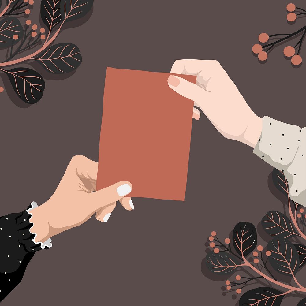 Invitation card frame background, floral illustration psd