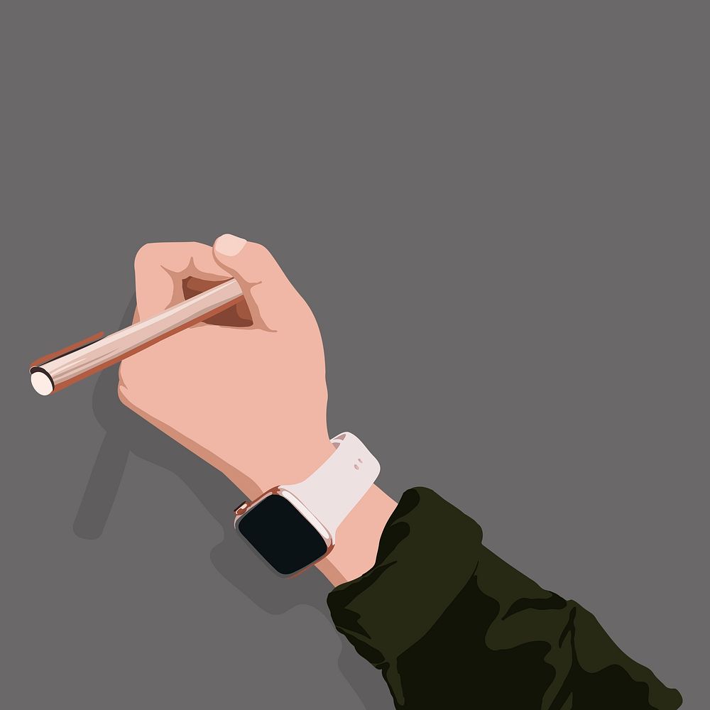 Student lifestyle background, hand holding pen border vector
