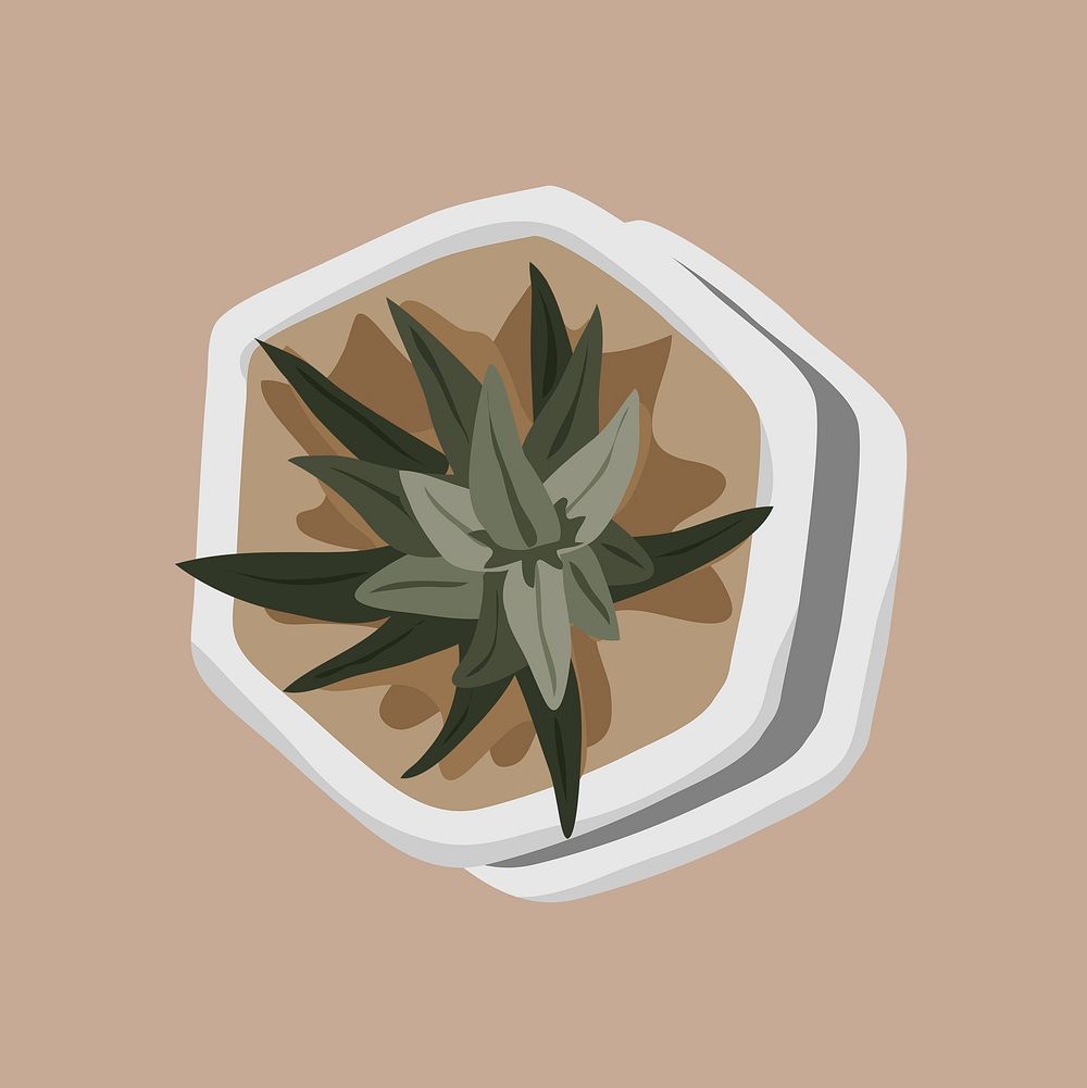 Cactus plant sticker, houseplant illustration psd