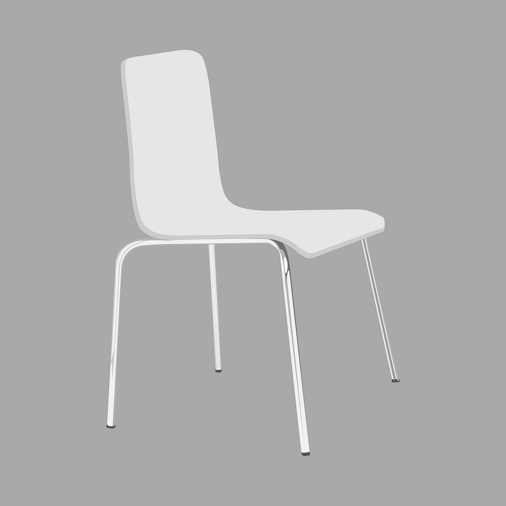 Side chair clipart, white furniture, interior illustration vector
