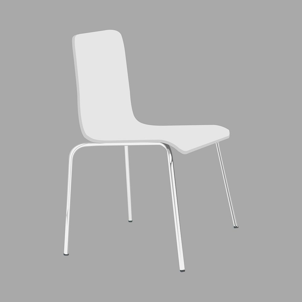 Side chair clipart, white furniture, interior illustration psd
