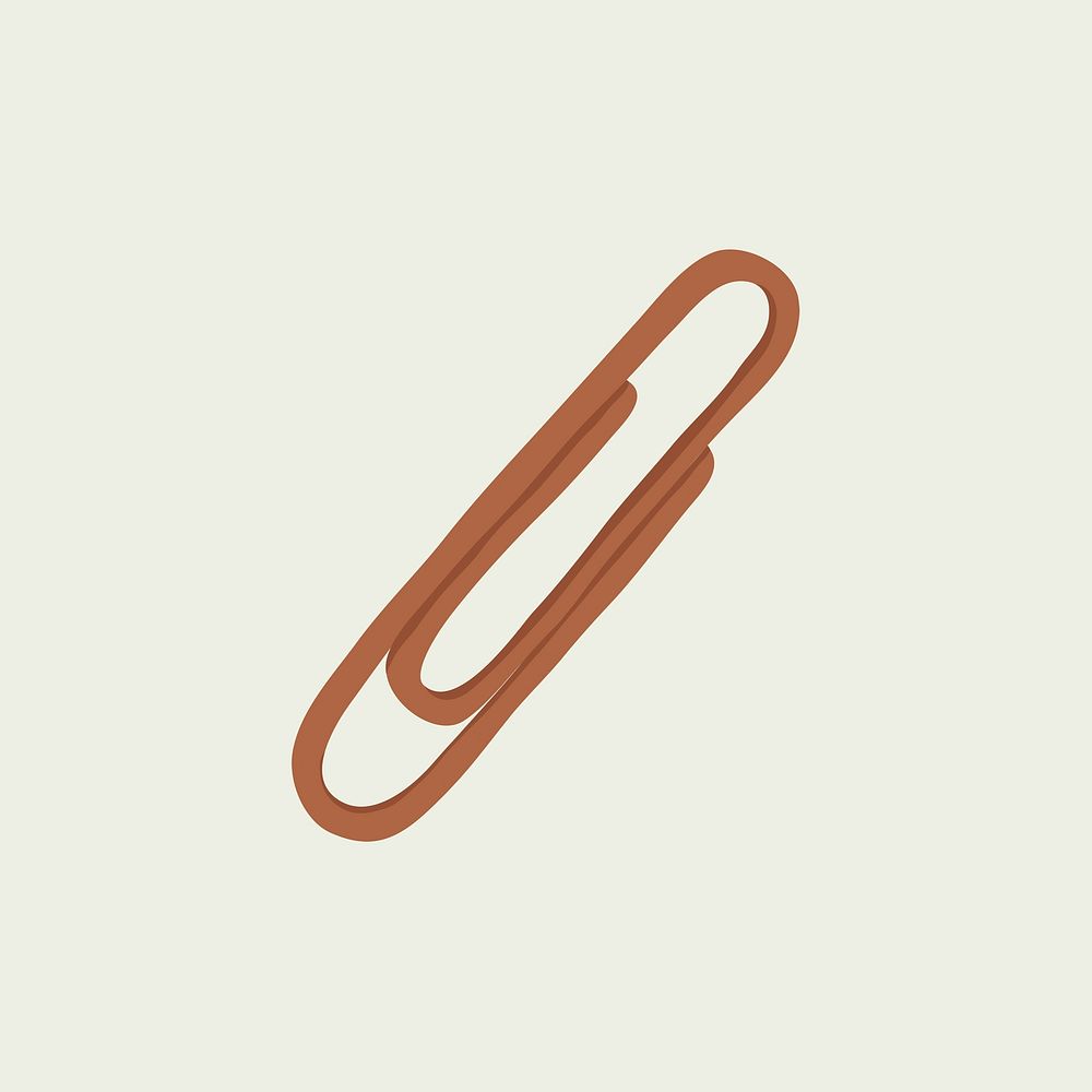 Brown paper clip sticker, office stationery vector