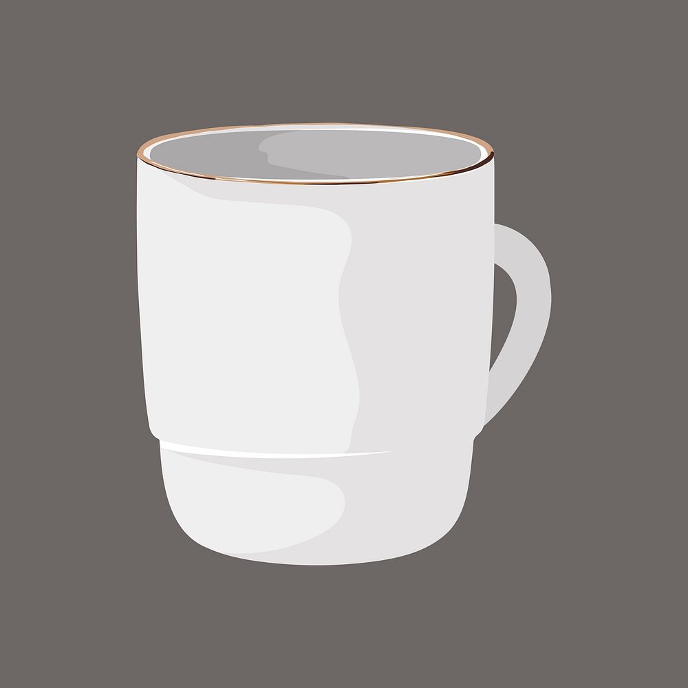 White coffee mug clipart, aesthetic object illustration