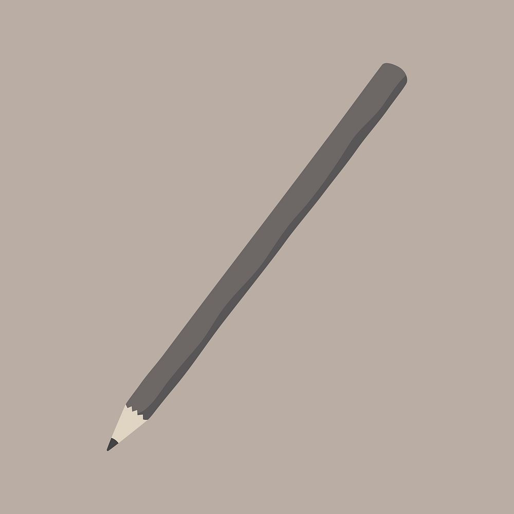 Brown pencil sticker, stationery aesthetic psd