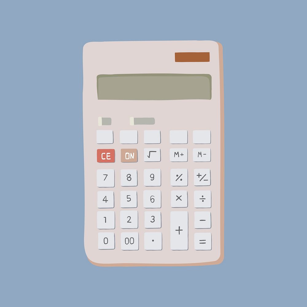 Aesthetic calculator clipart, finance, accounting illustration
