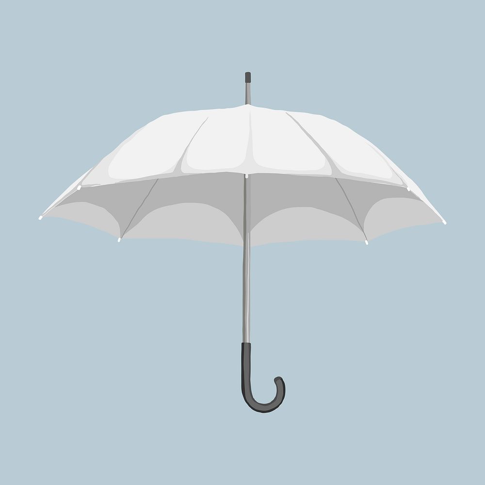 White umbrella sticker, realistic illustration psd