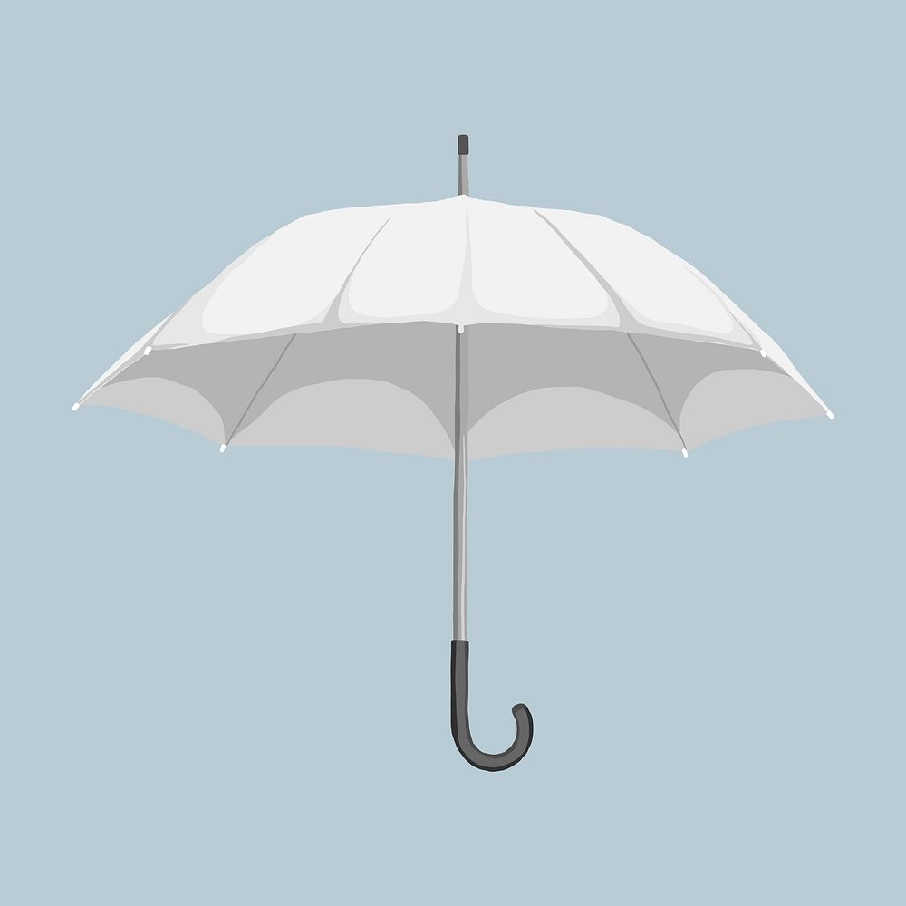 Blue umbrella sticker, realistic illustration vector