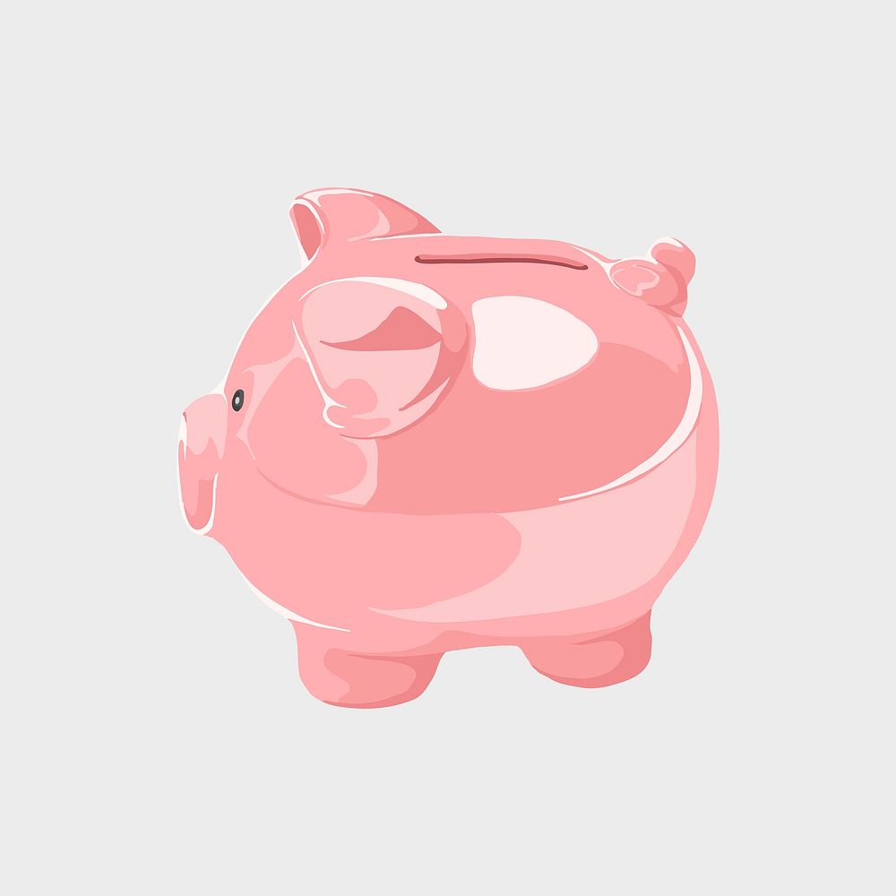 Pink piggy bank clipart, savings & finance illustration psd