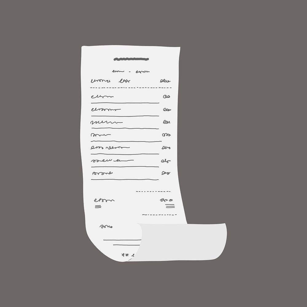 Receipt clipart, shopping payment illustration