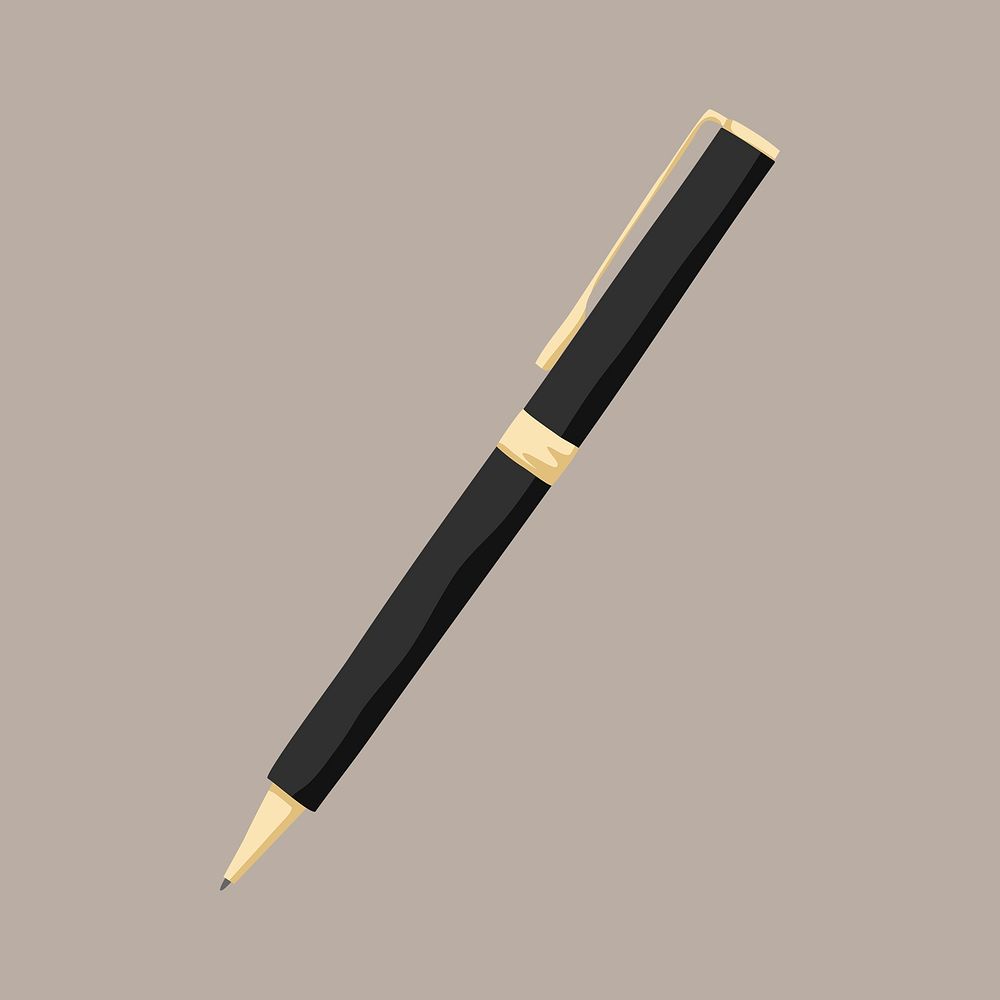 Black pen clipart, aesthetic stationery illustration psd