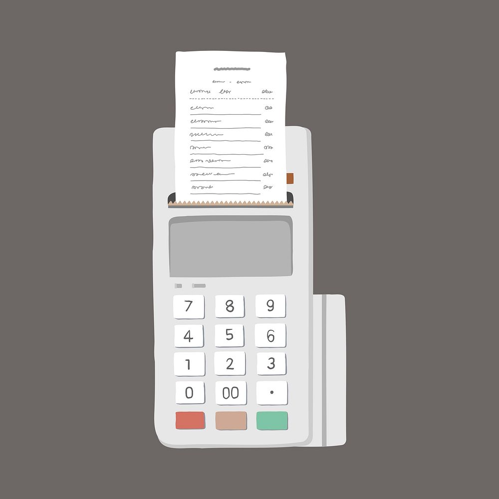 Credit card machine clipart, small business, finance illustration psd