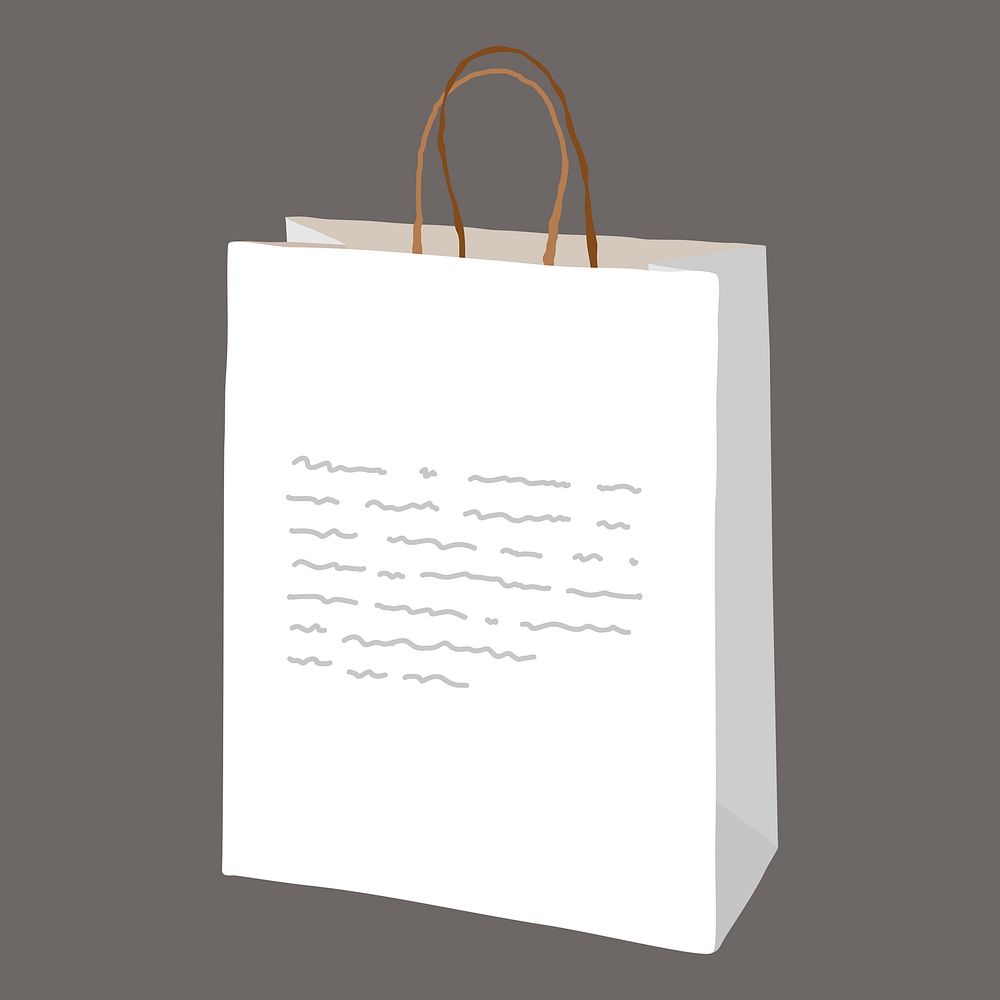 Paper bag clipart, shopping aesthetic illustration psd