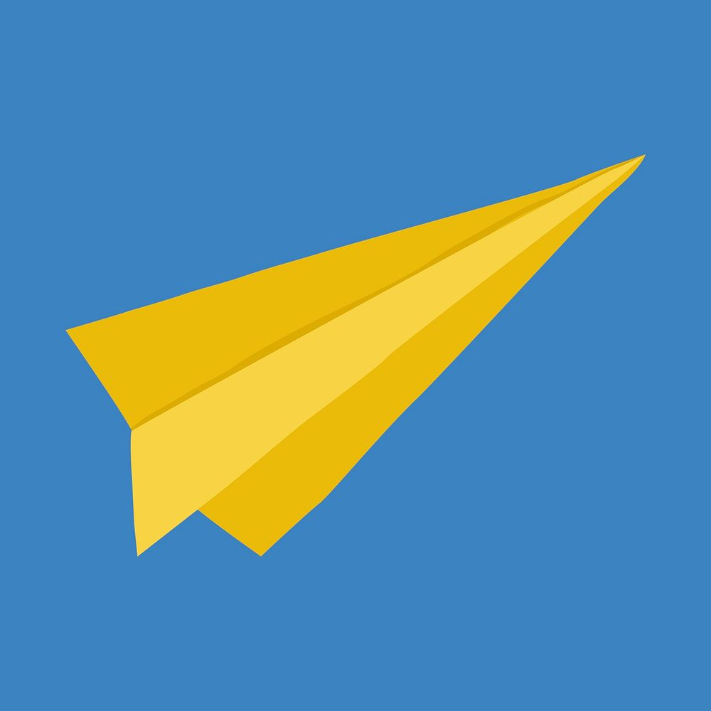 Yellow paper plane clipart, business illustration