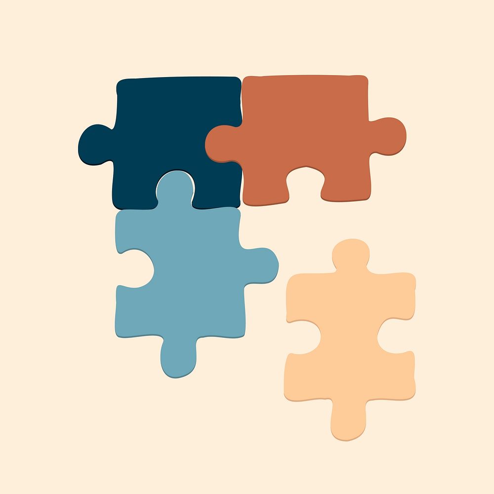 Puzzle pieces clipart, business problem solving vector