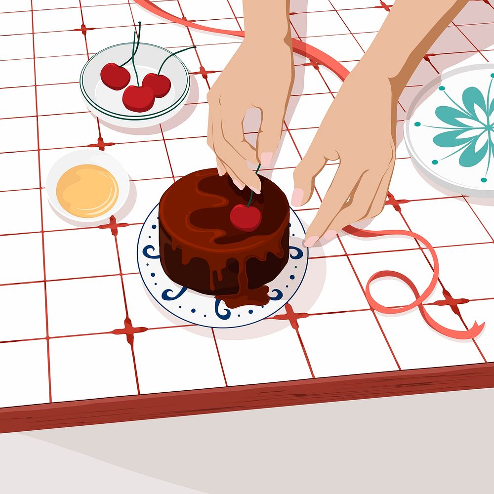 Chocolate cake background, homemade food illustration design
