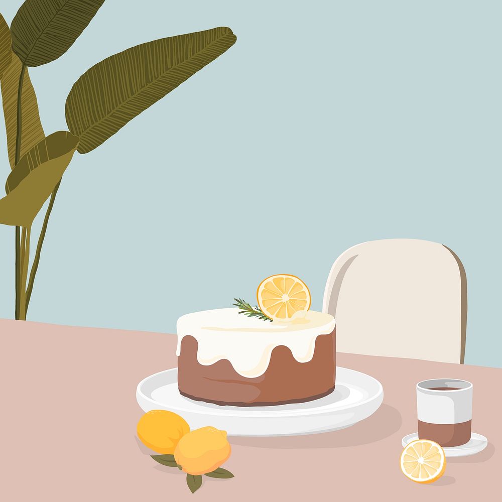 Lemon cake background, food illustration design