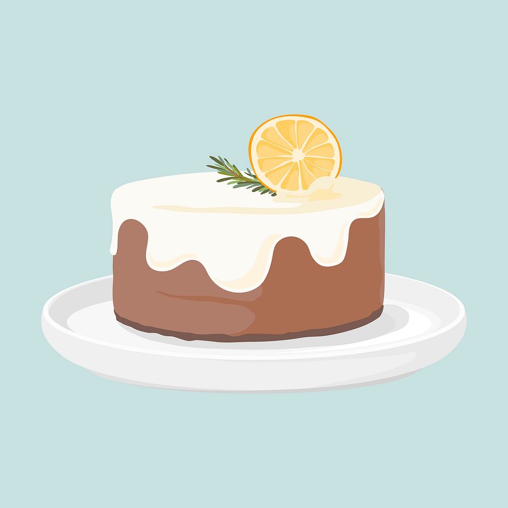 Lemon cake, aesthetic food illustration vector