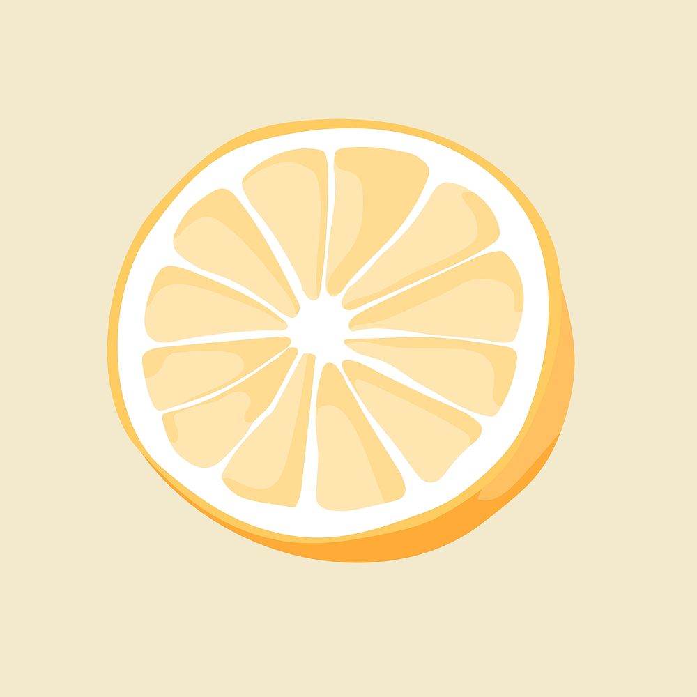 Sliced lemon sticker, fruit illustration design psd