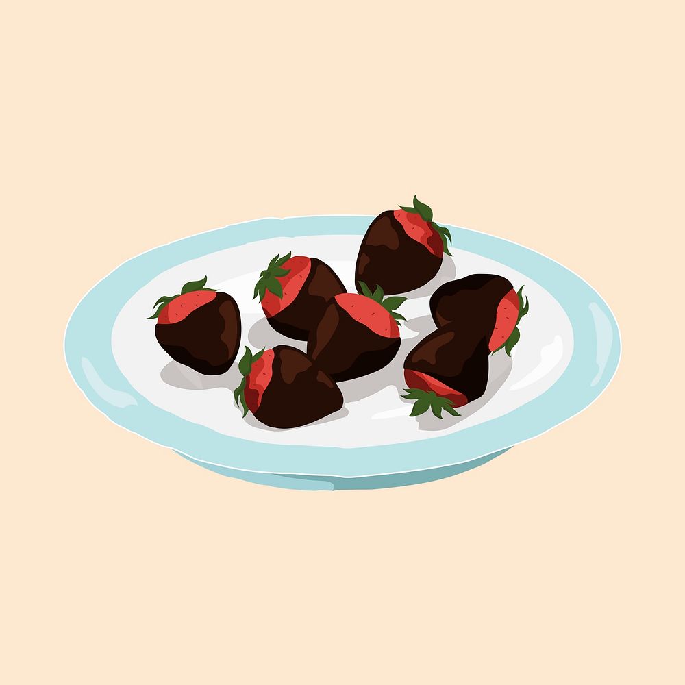 Chocolate dipped strawberries,  food illustration design psd