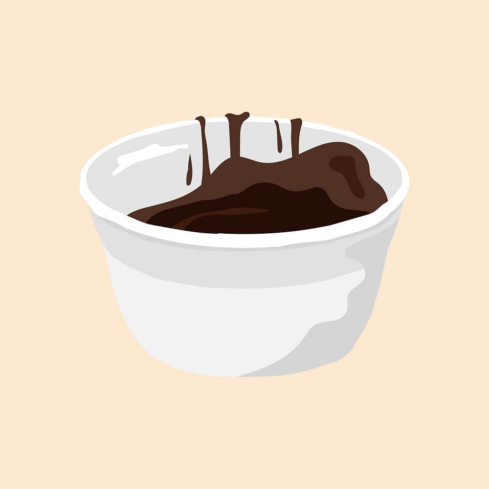 Chocolate sauce in white cup,  food illustration design